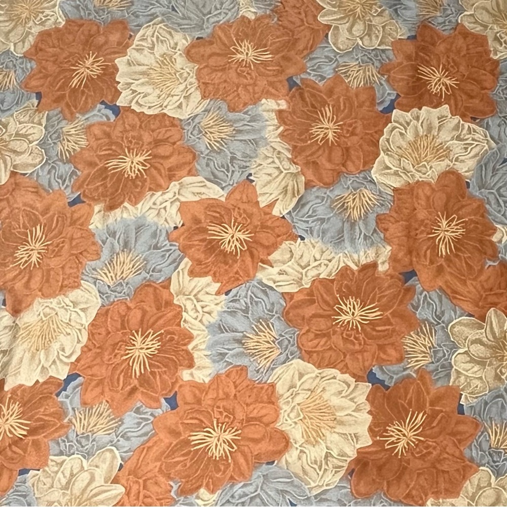 Vintage 1980's Anne Klein Signature Logo Silk Scarf Floral Hand Rolled Hem Japan - Picture 4 of 10